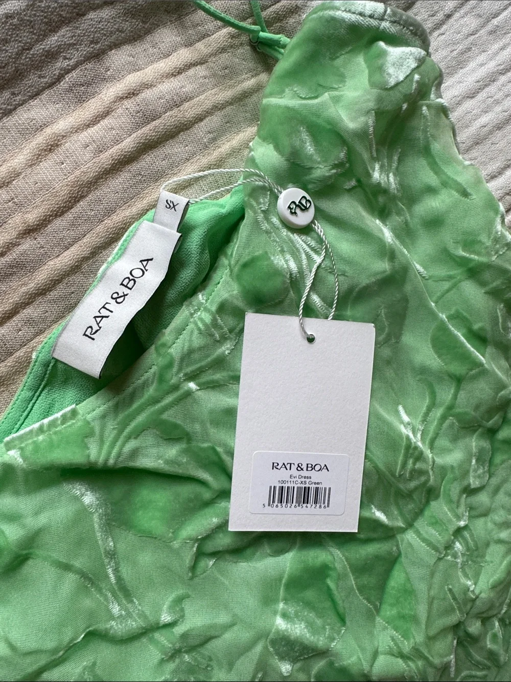 NWT Rat & Boa Eva Dress XS Green Slip Midi Dress